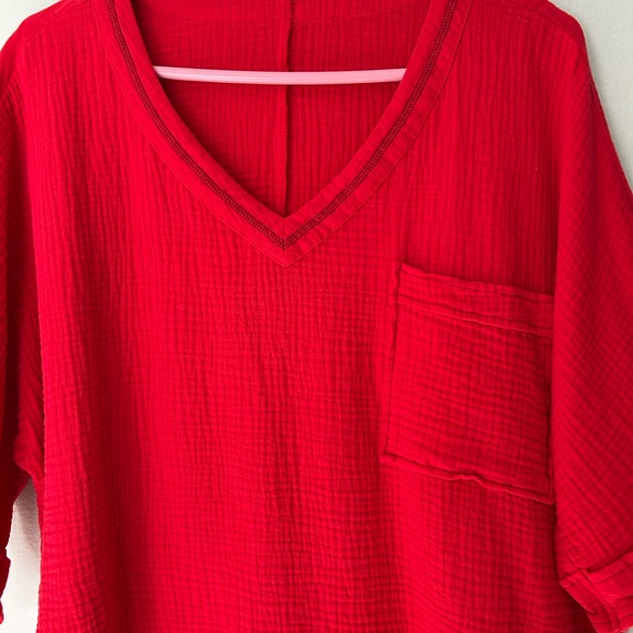 Dokotoo Women’s 3/4 Sleeve V Neck Casual Loose Tunic Top W/Chest Pocket Size L - Picture 3 of 5